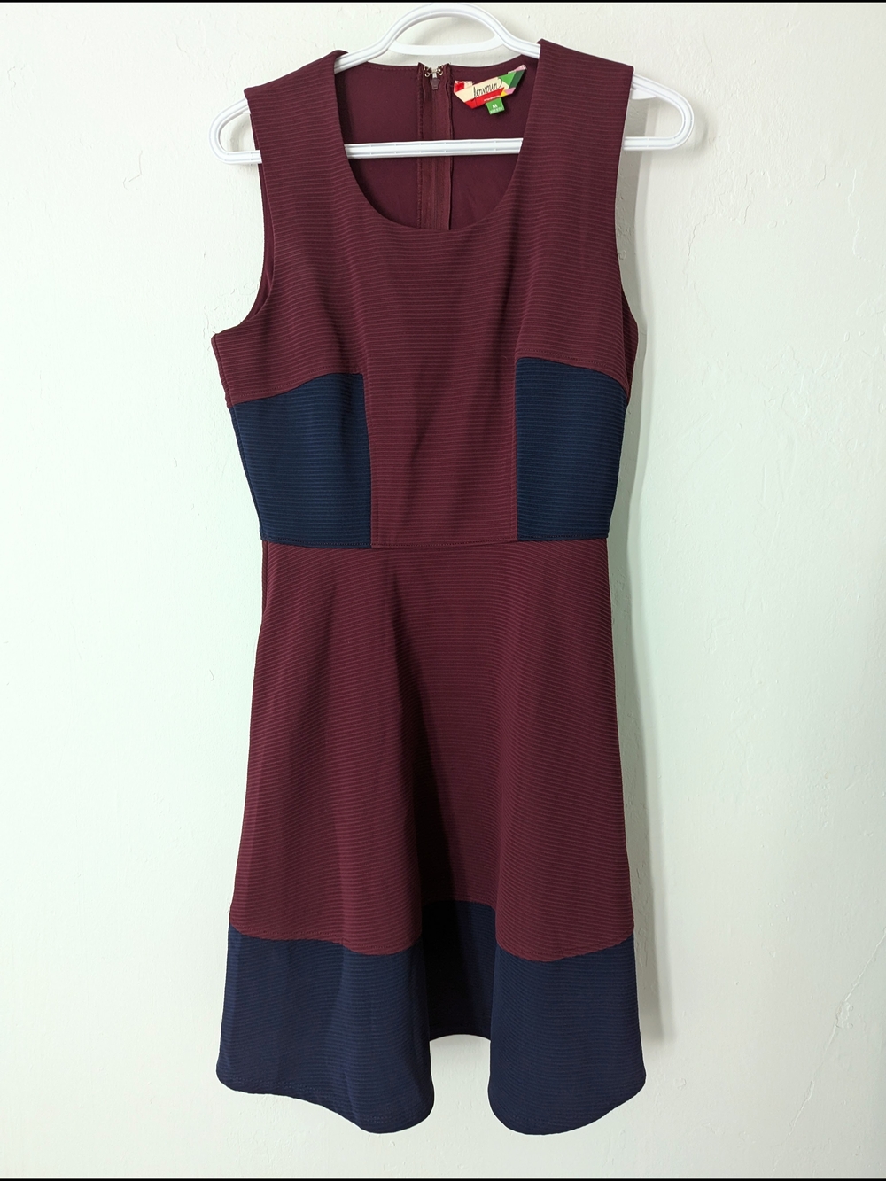 Modcloth Sleeveless Burgundy and Navy Fit-and-Flare Mini Dress